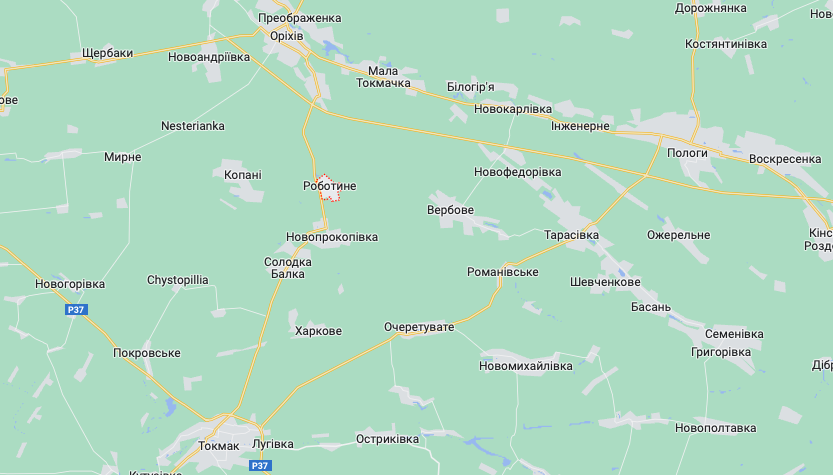 Роботине відзначено червоним (Карта: googlemaps.com)