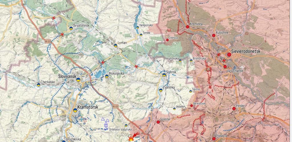 Фронт у районі Кремінної (Карта: Military Land)