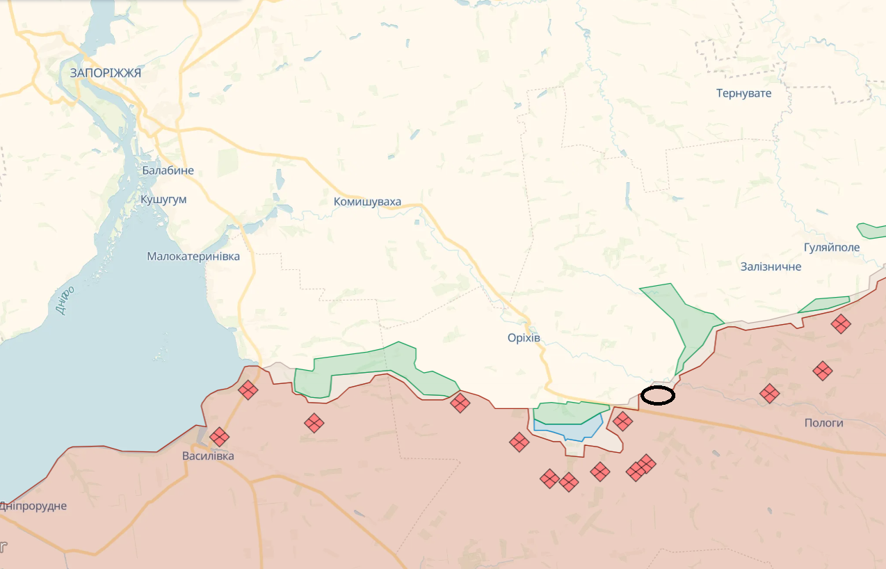 Росіяни вперше за тривалий час спробували наступати на Запорізькому напрямку – карта