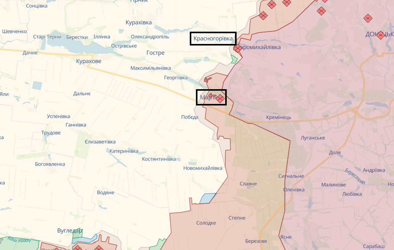 Росія намагалась повернути втрачене біля Урожайного, наступала на шістьох напрямках – мапа