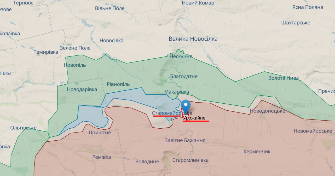 Генштаб: Росіяни намагалися повернути позиції південніше Бахмута й біля Старомайорського – карта