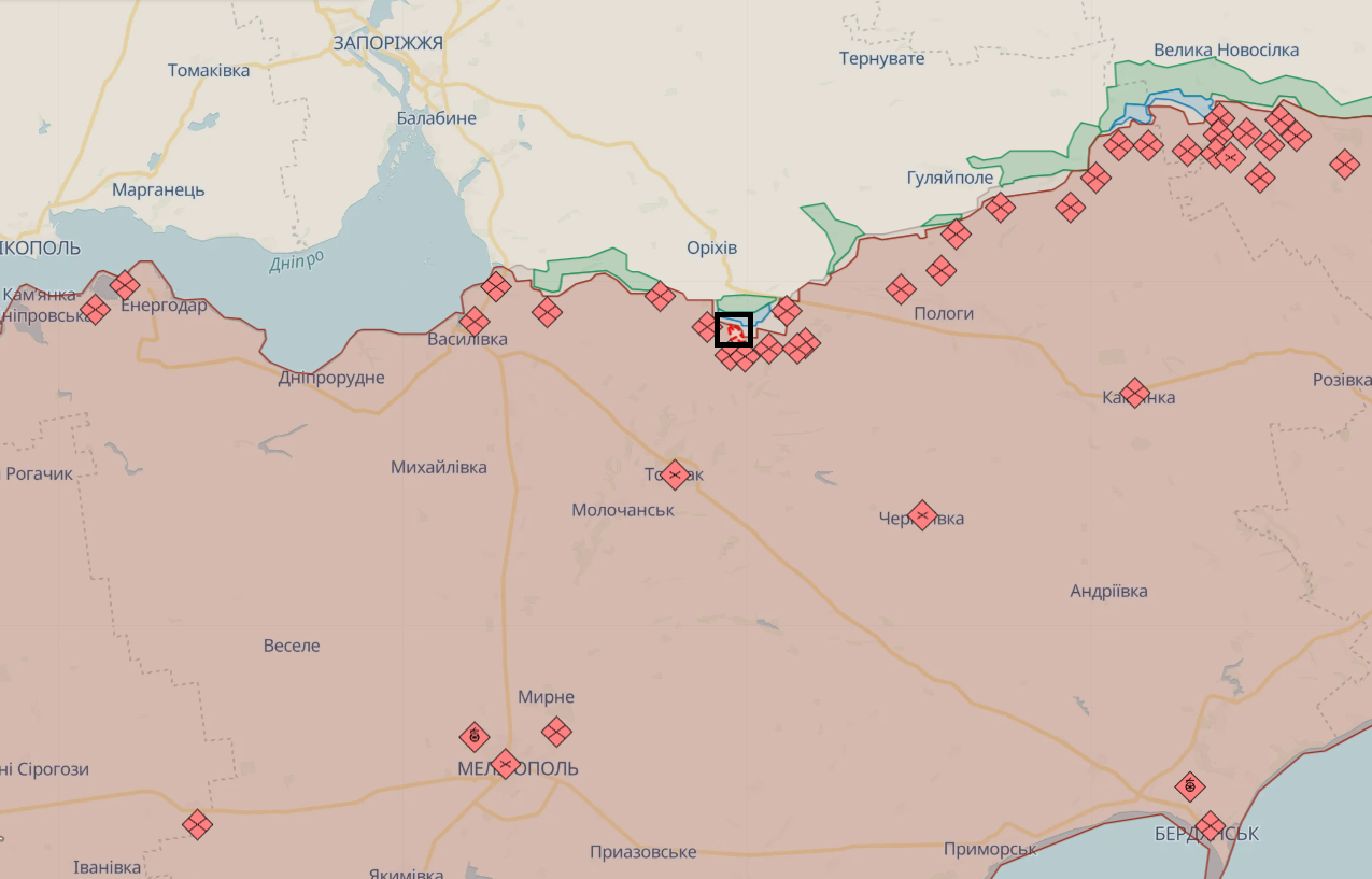 РФ другий день намагається наступати на Запорізькому напрямку, залучила авіацію – мапа