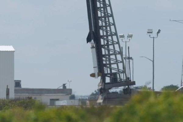 One of three rockets for the TOMEX+ mission sits on a launcher at Wallops Flight Facility in Virginia. U.S. citizens in the mid-Atlantic region may catch a weather-permitted glimpse Tuesday night of NASA's launch of its mission to launch a TOMEX+ sounding rocket in its second attempt, according to NASA. Photo by Danielle Johnson/NASA