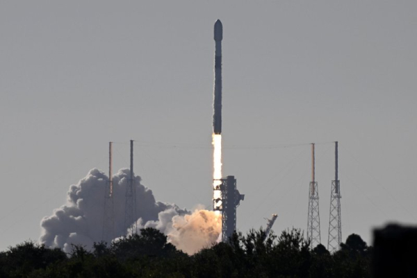 SpaceX launched its Falcon 9 rocket from Cape Canaveral Space Force Station Wednesday morning adding another 28 Starlink satellites into low earth orbit. Photo by Joe Marino/UPI