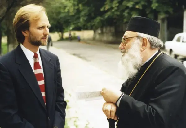 Борис Ґудзяк з блаженнішим Любомиром Гузаром. Львів, 1996 рік