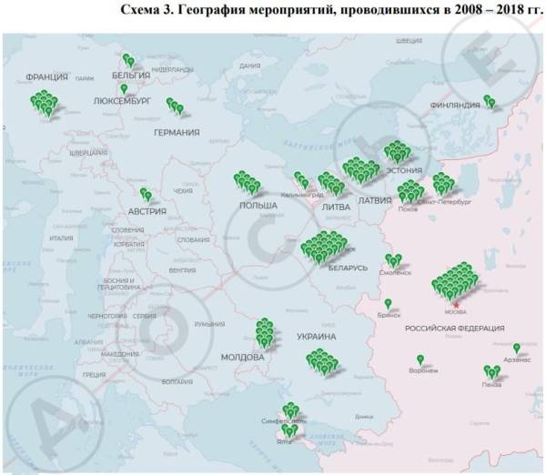 Заходи фонду «Историческая память» у різних країнах. Скриншот зі звіту фонду