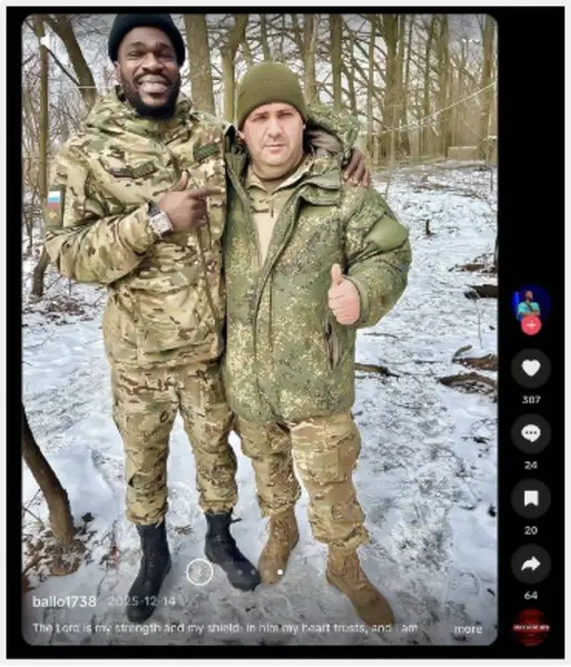 Пост у TikTok громадянина Гани, який воює на боці російської арм