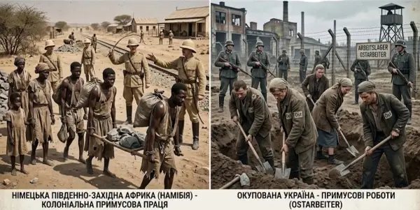 Експлуатація німцями намібійців і українців.