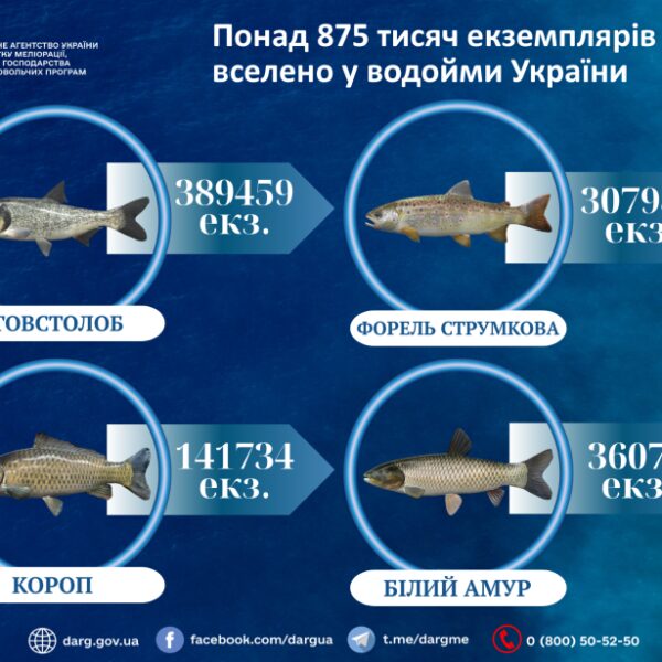 875 тисяч мальків посилили водойми України за вісім місяців