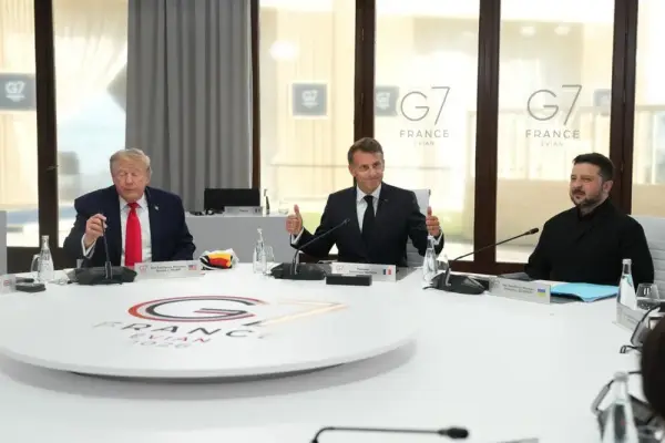 Трамп, Макрон, Зеленський на саміті G7 у Франції, 16 червня 2026